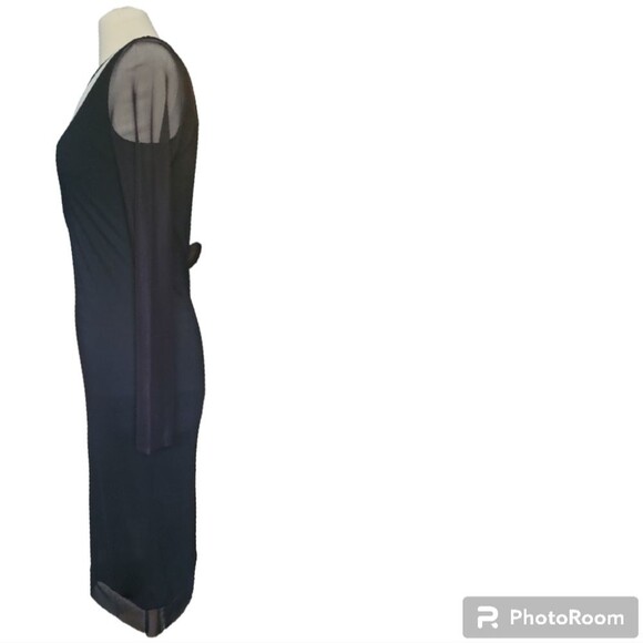 BCBGMAXAZARIA Black&White Mesh Sleeve Dress - M - Picture 4 of 10